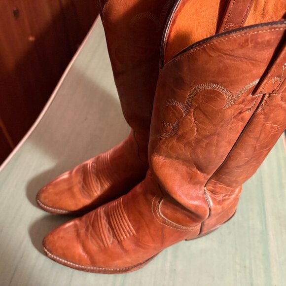 Vintage Mens J Chisholm 911 Brown Leather Cowboy Western Boots Size 9 D - Picture 1 of 11